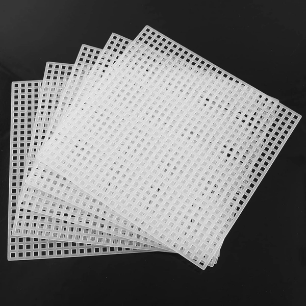 5pcs White Plastic Mesh Needlepoint Blank Canvas Sheets - Compatible for Acrylic Yarn Crafting, Knit &amp; Crochet Projects, Embroidery Grid Board, Durable Plastic Canvas for DIY Crafts, Amigurumi, Tapestry &amp; Needlepoint Art