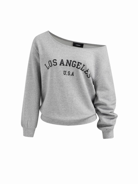 Terry Los Angeles Terry Asymmetrical Neck Oversized Sweatshirt For Daily Casual