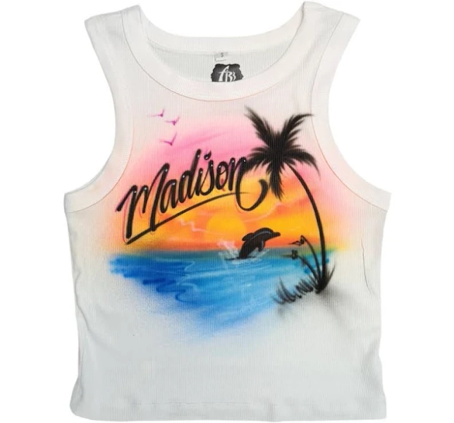 Airbrush Beach Crop Top L / No