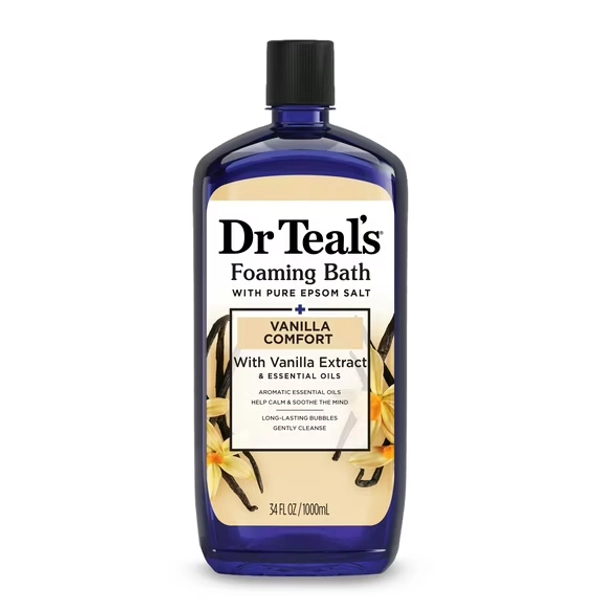 Dr Teal's Foaming Bath with Pure Epsom Salt, Vanilla Comfort, 34 fl oz
