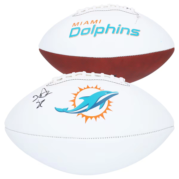 De’Von Achane Miami Dolphins Autographed Fanatics Authentic Jardin White Panel Football 