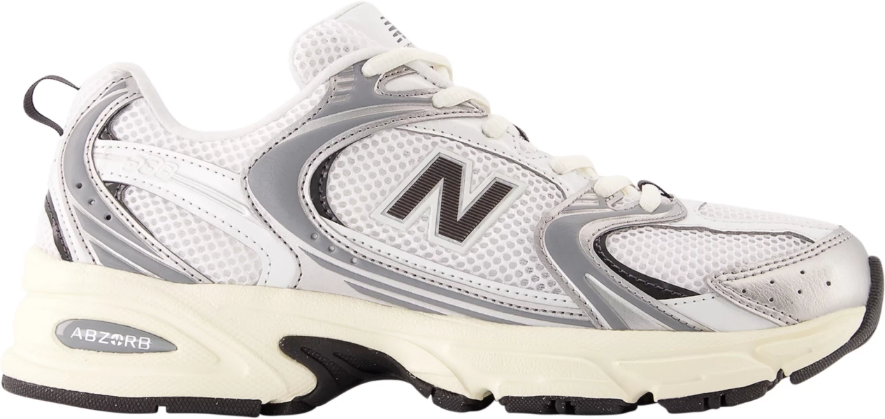 New Balance 530 Shoes, Men's, M8/W9.5, Silver/Black