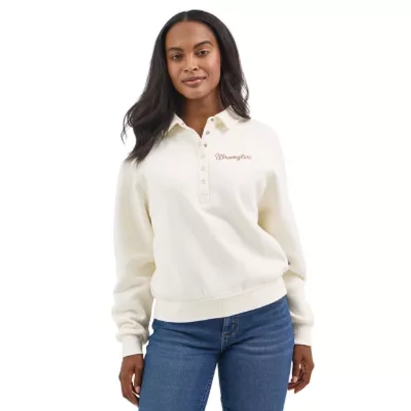 Wrangler Women's Half Snap Sweatshirt - Cream,S