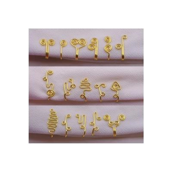 Handmade Gold-Toned Nose Cuff Set - Faux Nose Ring, No Piercing