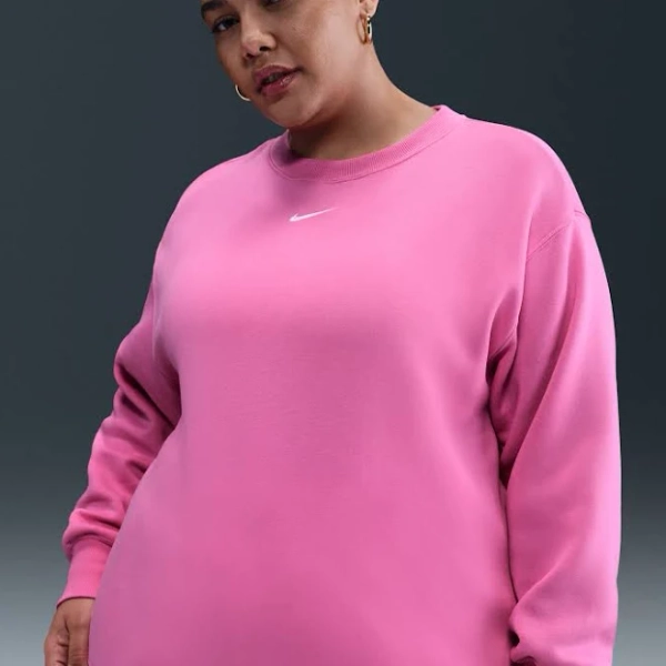 Women's Nike Sportswear Phoenix Fleece Oversized Crew-Neck Sweatshirt (Plus Size) in Pink, Size: 4X | FZ4272-675