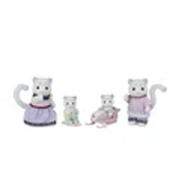 Calico Critters Snow Leopard Family, Set of 4 Collectible Doll Figures, CC Snow Leopard Family