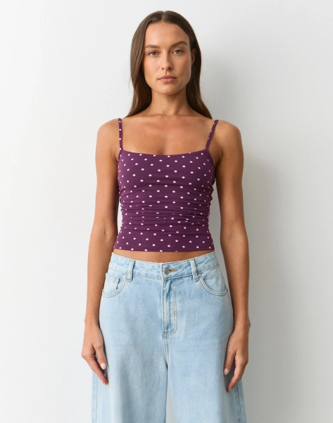 Print Built-In Bra Thin Strap Cami