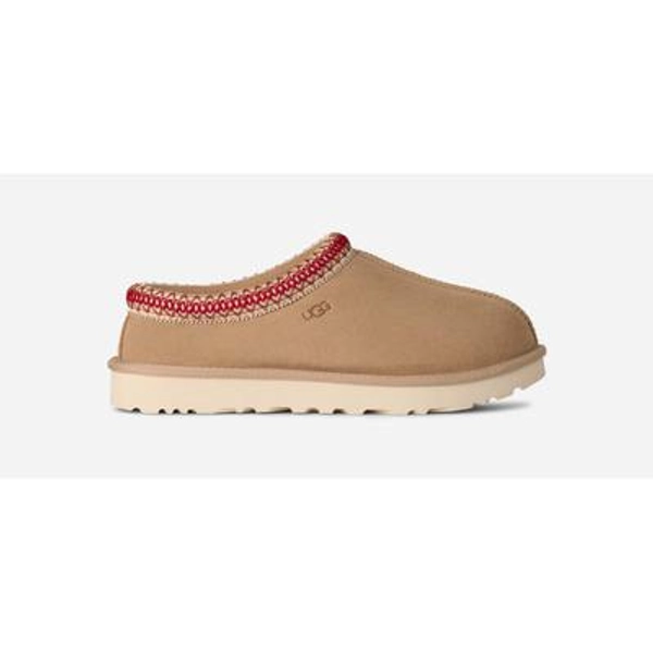 UGG® Women's Tasman II Sheepskin Slippers in Sand/Dark Cherry, Size 8