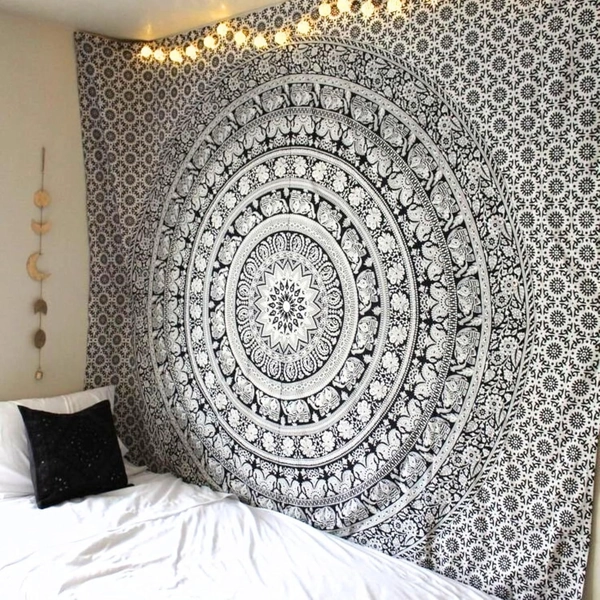1pc Black And White Mandala Tapestry Wall Hanging Hippie Tapestry Hippie Dorm Decor Bohemia Bohemia Wall Hanging Decor