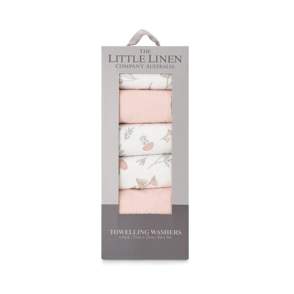 The Little Linen Co. Towelling Wash Cloth 6 Pack Harvest Bunny