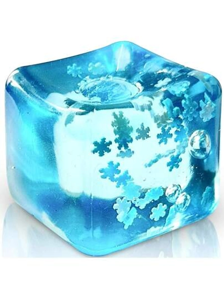 Stress Balls Ice Cube With Snowflakes Inside For Your Best Mellow And Chill, Snow Pieces Silent Nice Square Shape Anxiety Sensory Squishy Fidget Toy Slow Rise, Classroom Prizes, Calming Kids Adults,Santa Claus's Gifts