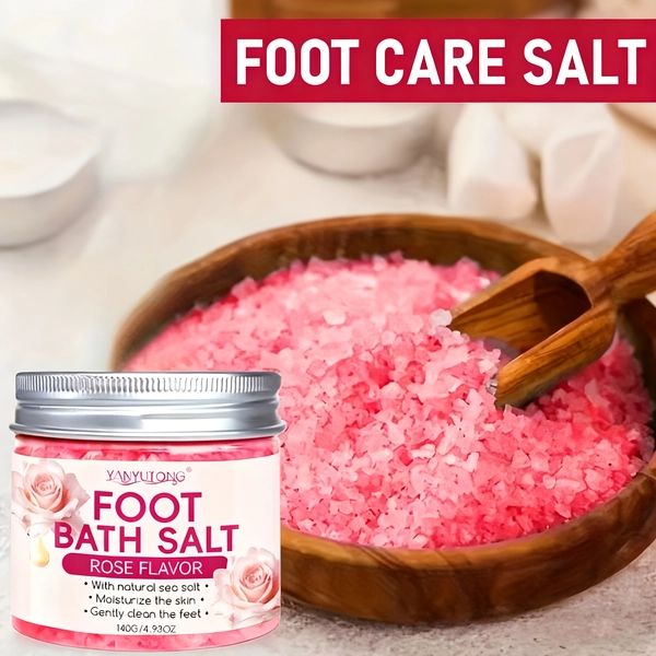 Rose Soaked Sea Salt Foot Bath -140g, Deep Cleansing And Moisturizing Bath Bomb, Suitable for Cracked Feet - Foot Deodorizing - Perfect Gift for Women