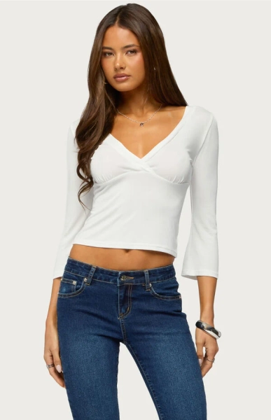 Mar V Neck Quarter Sleeve Top