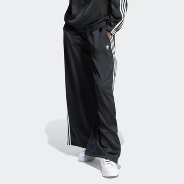adidas Originals Women's Adicolor Satin Wide Leg Track Pants, Size 10, Black