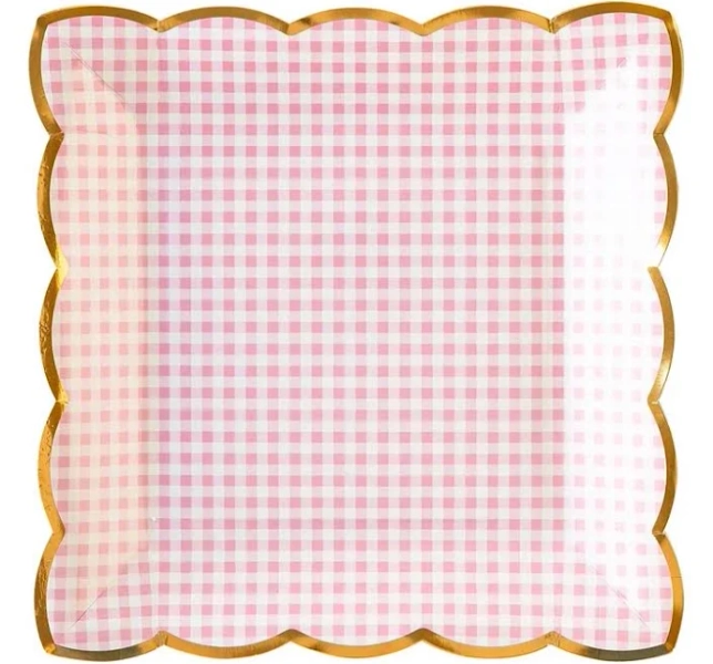 Pink Gingham Plate