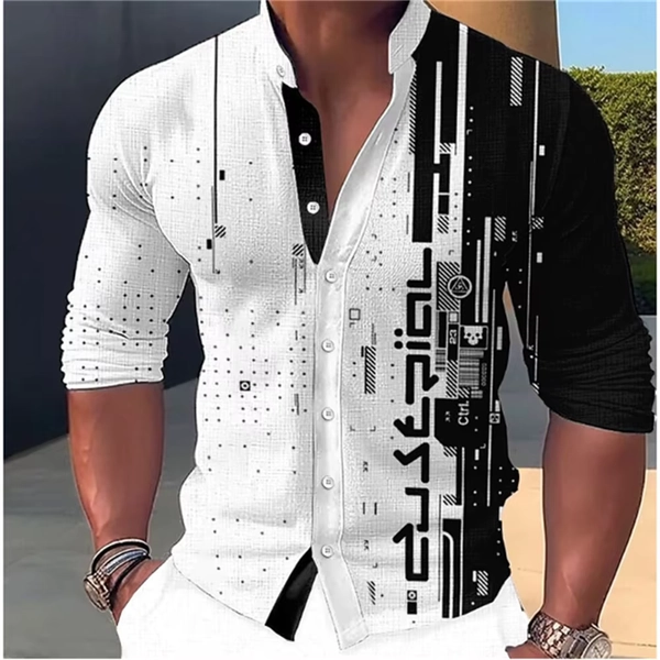 2023 Fashion and Fashion Standing Neck Shirt Men's Long Sleeve Shirt Casual Outdoor Party Soft and Comfortable Fabric Button Top - AliExpress 200000343
