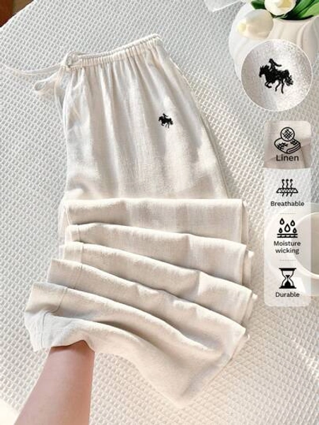 Teen Girls White & Beige Wide Leg Woven Pants