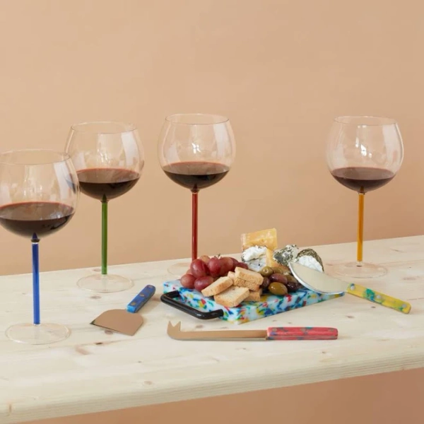 Matteo Monni Color Accent Red Wine Glasses (Set of 2)