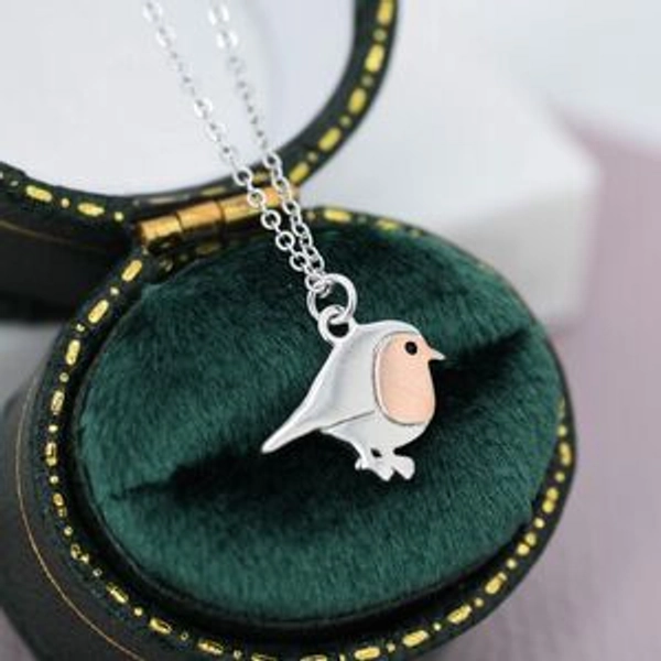 Robin Bird Pendant Necklace In Sterling Silver