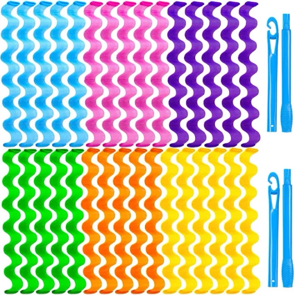 30 Pcs Heatless Wave Curls Hair Curlers Styling Kit
