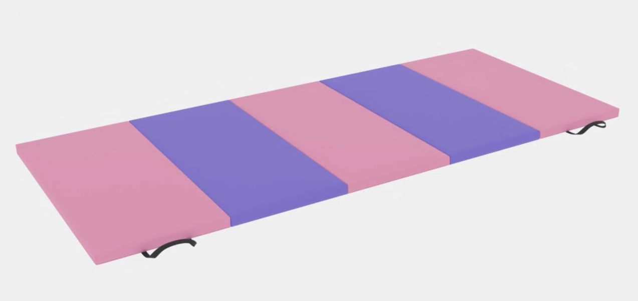 Kids Foldable Tumbling Mat 4x8ft, 2-Inch Foam Gymnastics Mat for Home Workouts, Yoga, Stretching, Martial Arts with Carry Handles, Pink/Purple