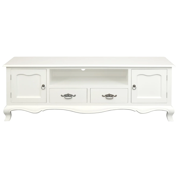 Mervent White Mahogany Timber 2 Door 2 Drawer TV Unit, 168cm, White