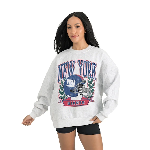 New York Giants Gameday Couture Women's Heritage Premium Fleece Pullover Sweatshirt - Gray