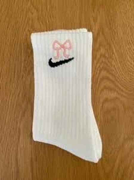 Custom embroidered nike socks ribbon bow