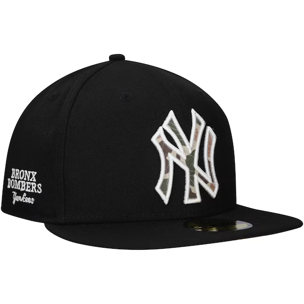 New York Yankees New Era Troop Chant Camo Undervisor 59FIFTY Fitted Hat - Black