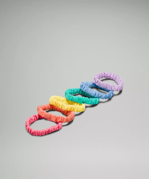 Skinny Scrunchies *6 Pack - Sakura Pink/Coral Kiss/Beaming Yellow/Wander Teal/Sinatra Blue/Purple Cosmos - ONE SIZE