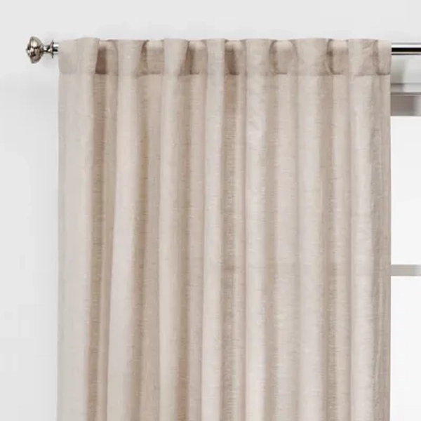 1pc 54"x108" Light Filtering Linen Window Curtain Panel Cream - Threshold™: Traditional Beige, Rod Pocket, OEKO-TEX Certified