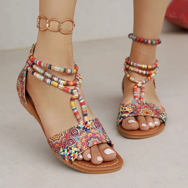 Summer New Flat Bottom Roman Sandals Comfortable All-Match Back Zipper Toe Exposure Shoes for Women Casual Footwear - AliExpress 322