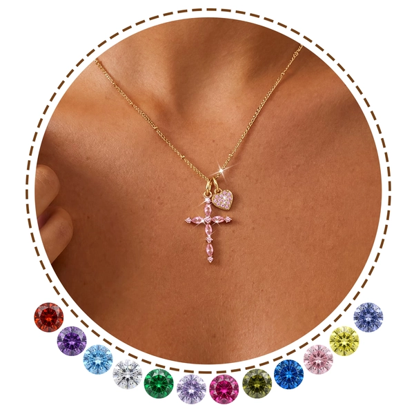Beautlace 925 Sterling Silver 3-Way Cross Necklace for Women,Detachable Heart and October Birthstone Cross Double Pendant Necklace,Anniversary Birthday Jewelry Gift for Her Mom Wife Girlfriend - Walmart.com