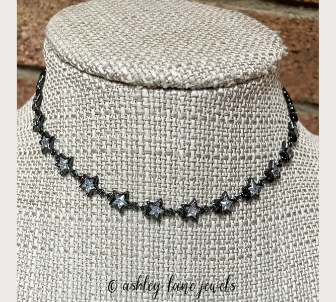 METEOR Crystal Star Choker * Gunmetal Black Layering Necklace * 90s Gothic Goth Whimsigoth Alternative - Etsy