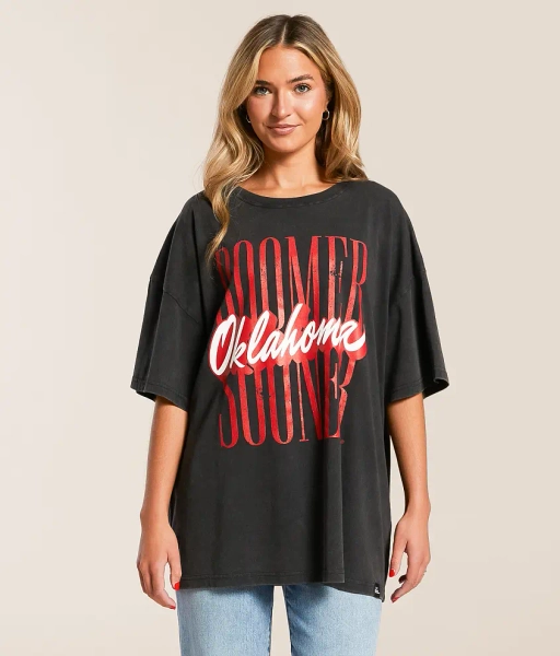 Large Black Oklahoma Boomer Sooner T-Shirt
