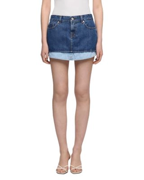 Double Layer Cherry Denim Skirt in Shadow