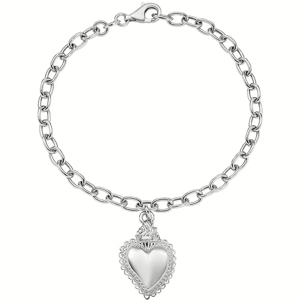 bracciale Con Charms pendenti donna Argento 925 gioiello Amen Sacro Cuore BRSCB3