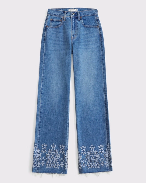 Curve Love High Rise 90s Relaxed Cutwork Embroidered Jean