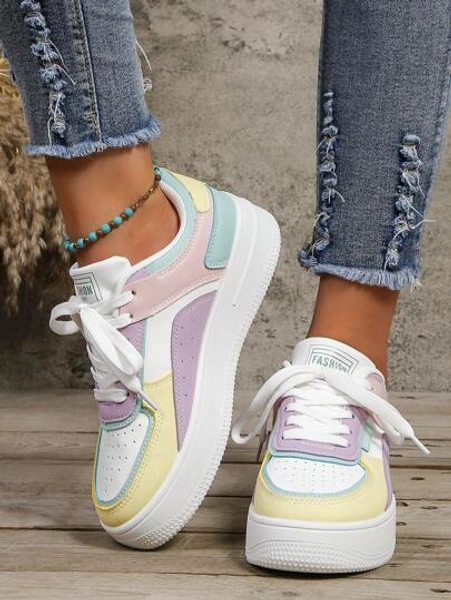 Fall/Winter Women Thick Sole Lace-Up Casual Shoes, Fashion Waterproof Platform Sneakers, White
