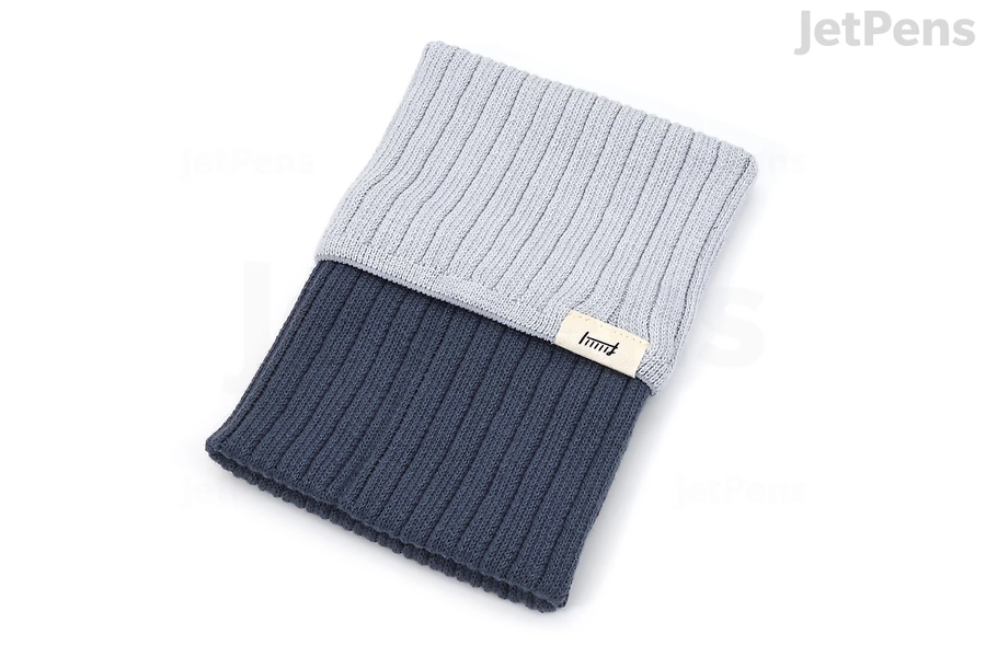 Midori Knitted Book Band Cover - Adjustable A6-B6 - Two-Tone Light Blue | JetPens