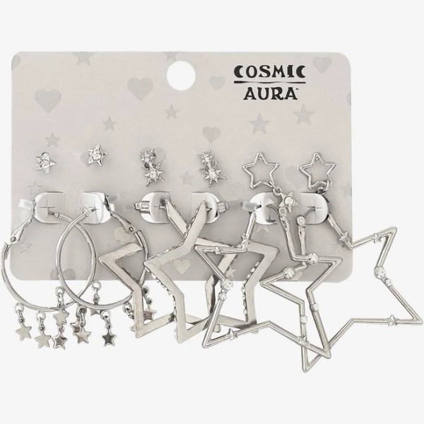 Cosmic Aura Shooting Star Stud Earring Set