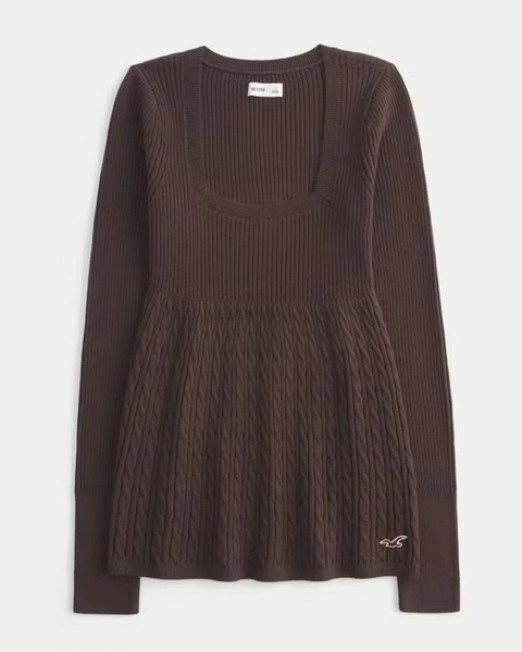 Long-Sleeve Square-Neck Babydoll