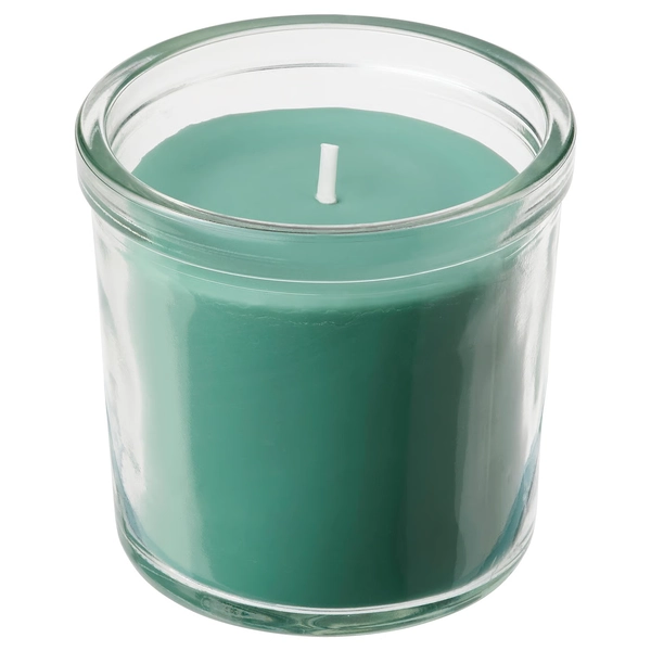 HEDERSAM Bougie parfumée en verrine - Herbe fraîche/vert clair 20 hr