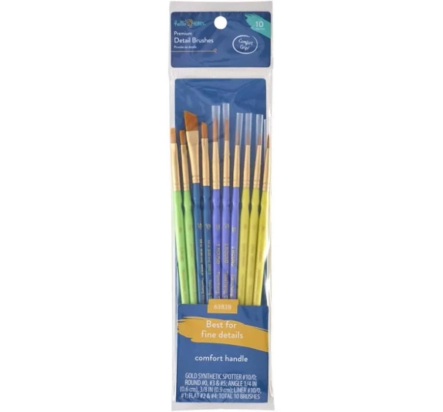 Hello Hobby Detail Synthetic Paint Brush Set with Comfort Grip