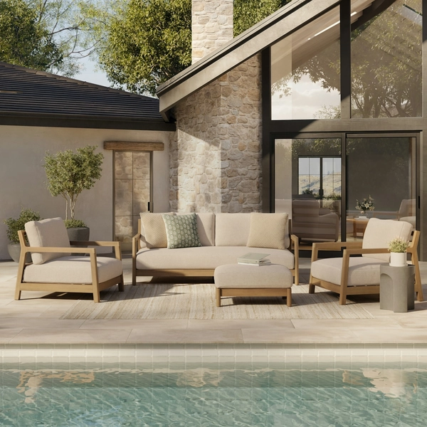 Elise 80" Outdoor Sofa Set - Basket Beige