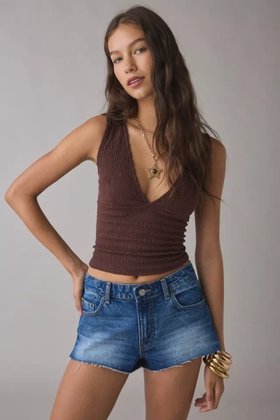 UO Alanis Ruched Plunging V-Neck Tank Top