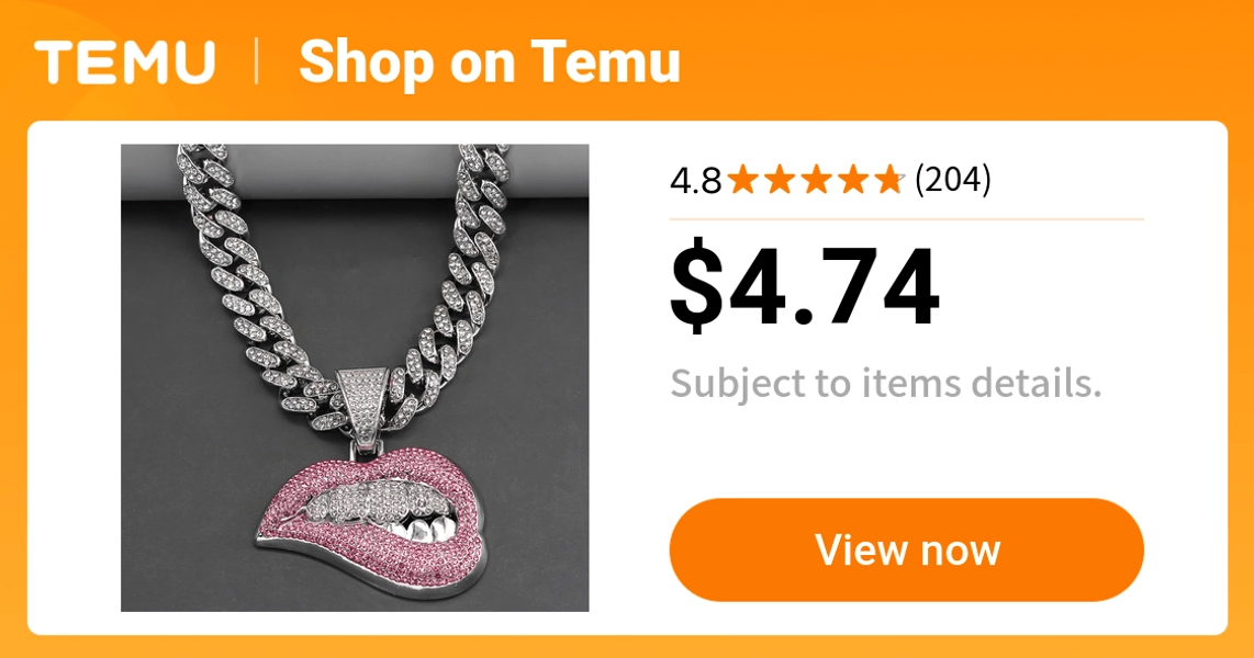 1 pcs shiny lip pendant ice cuban chain miami necklace mens - Temu