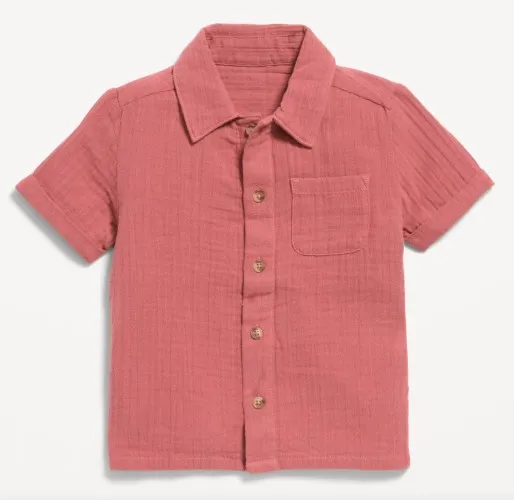 Short-Sleeve Double-Weave Cotton Shirt for Toddler Boys | Old Navy