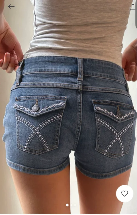 shorts with studs and embroidery