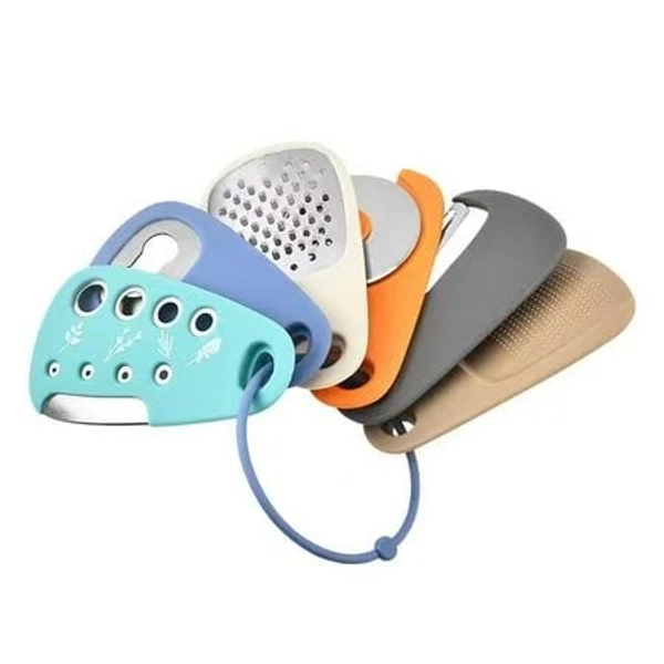 Kitchen Gadgets Set of 6, Space Saving Cooking Tools Include Filament Slicer, Fruit/Vegetable Peeler Peeler, Garlic Grinder, Bottle Opener, Vanilla